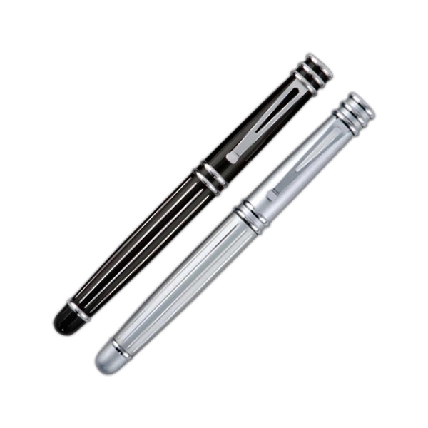 Brass twist action black ink cap off rollerball pen with diamond... from ASI 90859 Tempo Industries Inc / Tempoline