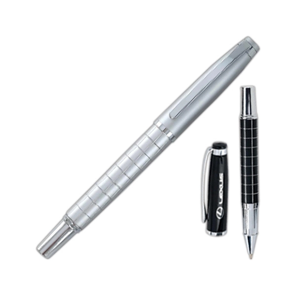 Brass cap off rollerball pen with diamond cut silver accents on... from ASI 90859 Tempo Industries Inc / Tempoline