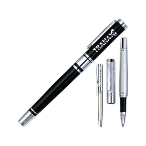 Brass cap off roller ball pen with heavy chrome accents and... from ASI 90859 Tempo Industries Inc / Tempoline TimeNet