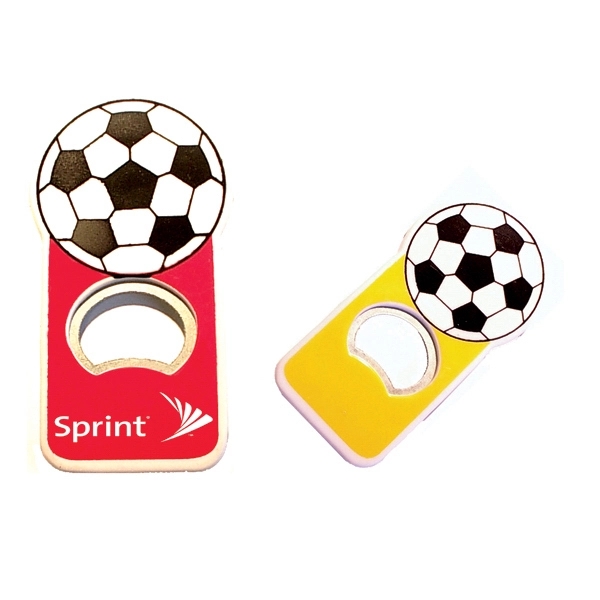 Jumbo size soccer shape magnetic bottle opener.... from ASI 74585 Nu Promo International / Nu Promo Line