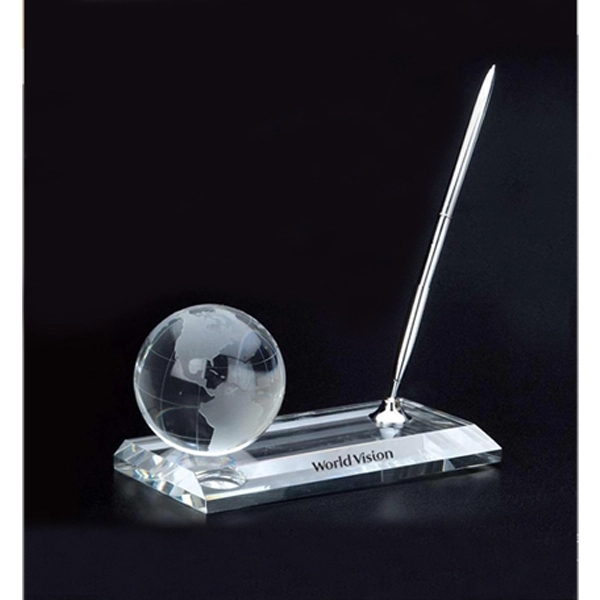 Crystal globe pen stand set.... from ASI 40544 Binaco / Binaline