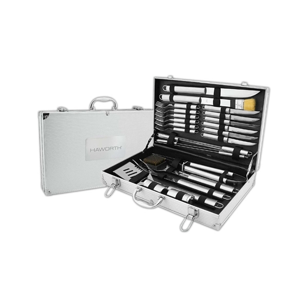 Barbeque set with 24 stainless steel BBQ tools in an aluminum... from ASI 40544 Binaco / Binaline