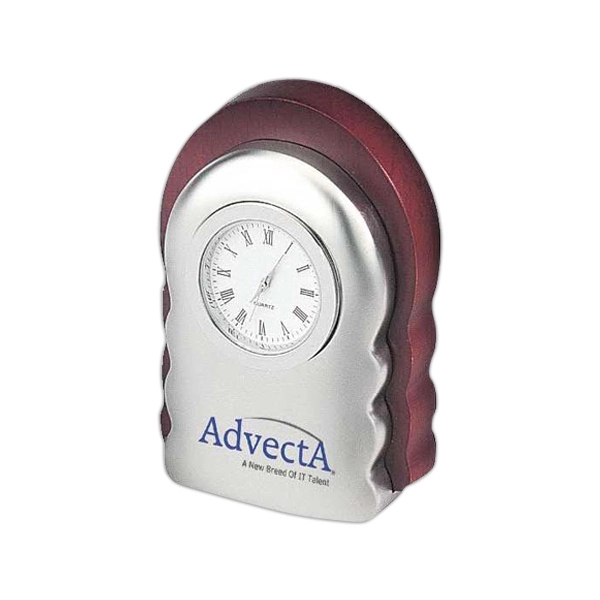 Platinum timber analog clock with rosewood base.... from ASI 40544 Binaco / Binaline