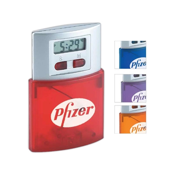 Two-tone travel alarm clock pops-up at the press of a button... from ASI 40544 Binaco / Binaline