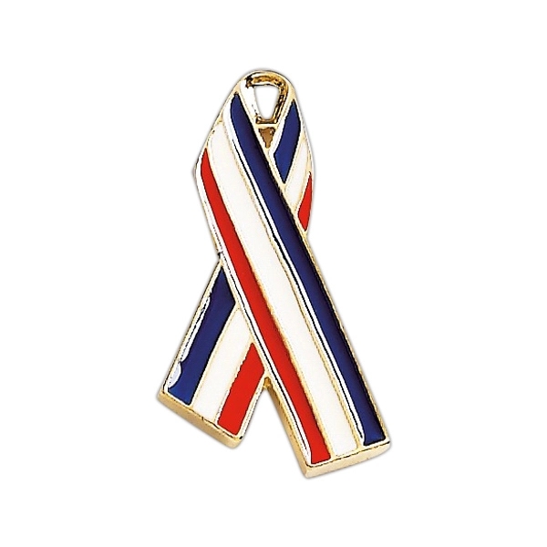 Red, white and blue awareness ribbon patriotic lapel pin with military... from ASI 68760 Marken Industries / Marken