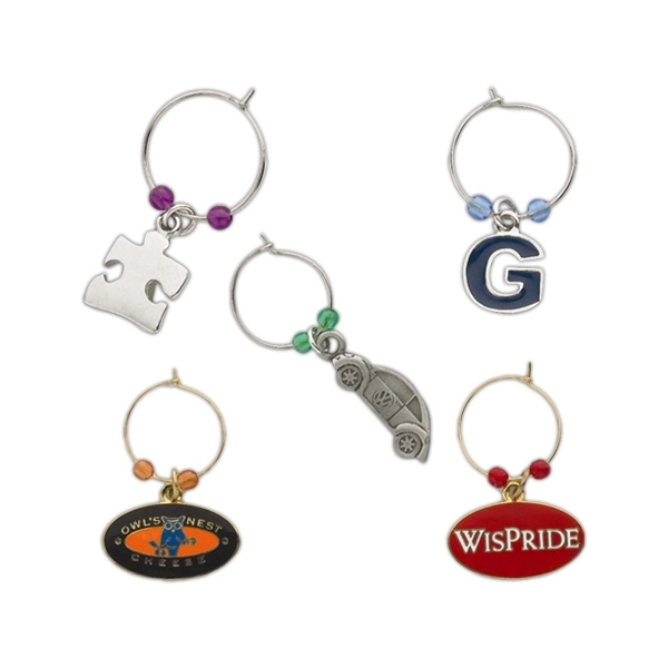 Up to 3/4" Die Struck Iron soft enamel wine charm with... from ASI 68760 Marken Industries / Marken