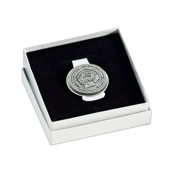 Silver finish money clip, with custom emblem.... from ASI 68760 Marken Industries / Marken