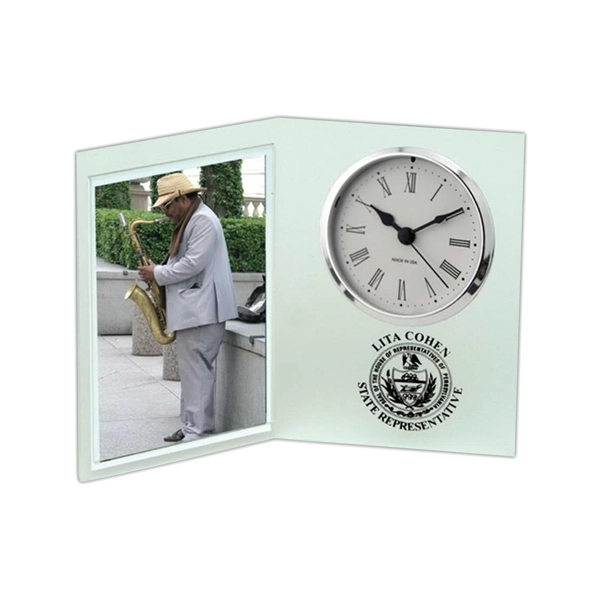 Picture book desk clock, holds 4" x 6" photo.... from ASI 43270 Calconix Inc / Time Zone®