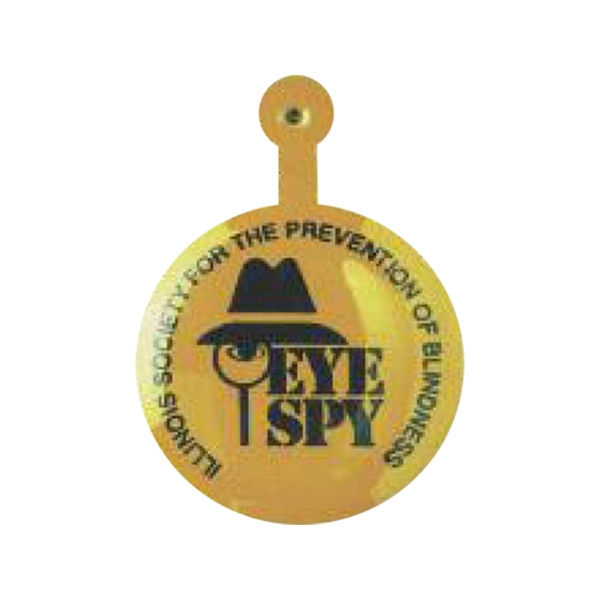 Plastic coated metal litho admission tabs. Large size plastic coated litho