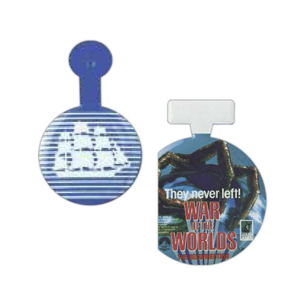 Plastic coated metal litho admission tabs. Large size plastic coated litho