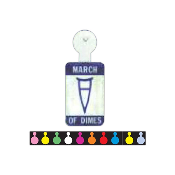 Plastic coated metal litho tab. Small sizes of plastic coated litho