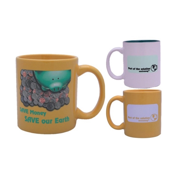 11oz White Stoneware Enviromug, spot color... from ASI 80093 Pyrographics / Pyrographics Line