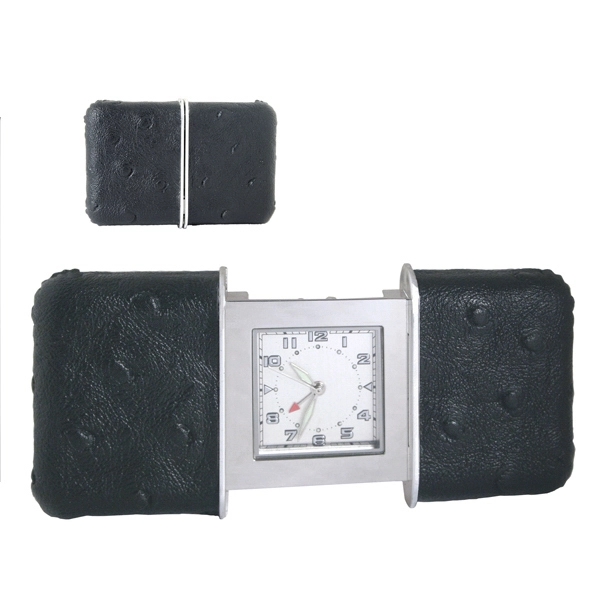 Slide travel alarm clock, with embossed leather case.... from ASI 73010 Natico Originals Inc / Natico Originals