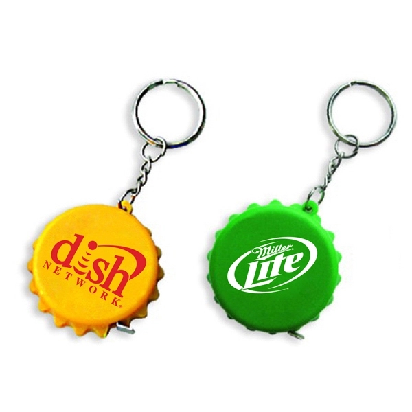 Bottle cap shape tape measure with key chain.... from ASI 74585 Nu Promo International / Nu Promo Line