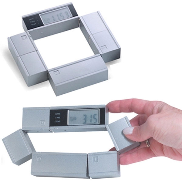 Matte silver multifunctional alarm clock, with date and temperature.... from ASI 73010 Natico Originals Inc / Natico Originals