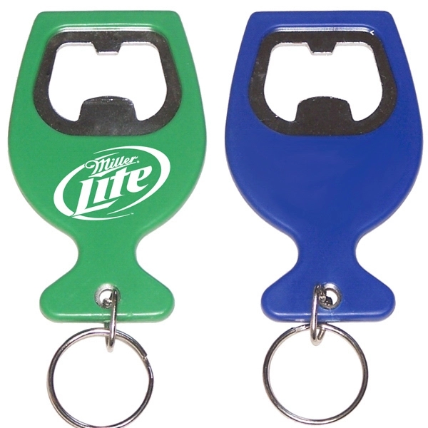 Wine cup shape bottle opener with split key ring.... from ASI 74585 Nu Promo International / Nu Promo Line