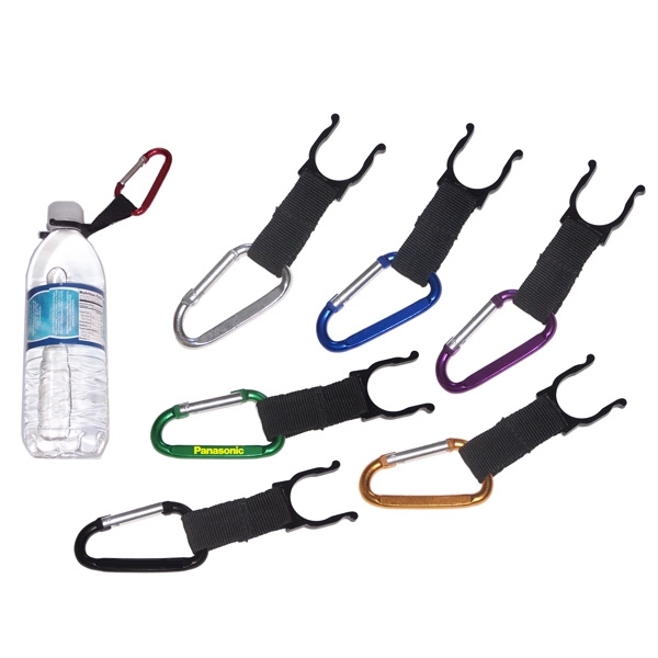 Carabiner with a water bottle holder attached.... from ASI 74585 Nu Promo International / Nu Promo Line