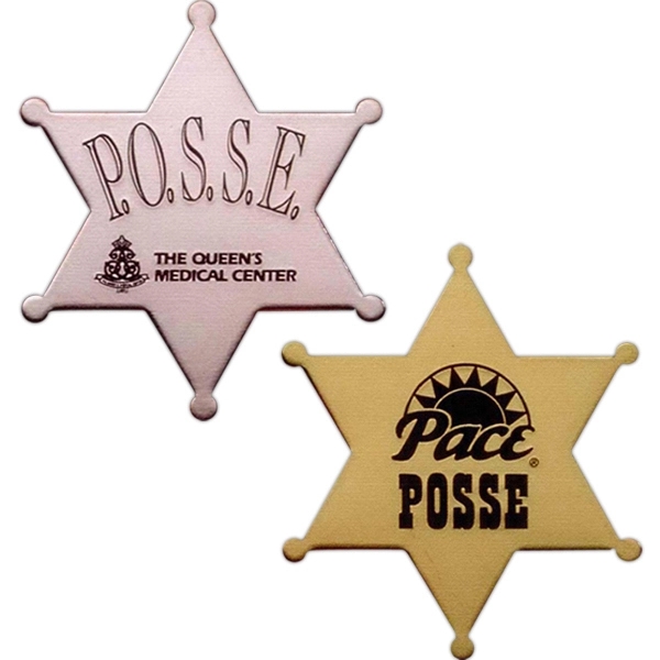 2 1/4"x 2 5/8" Six Point Star Badge with a one... from ASI 41080 Nelson Boone Co Inc / Alumaline® & Brass