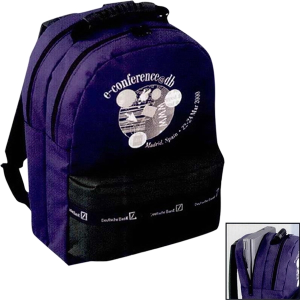 Laptop backpack with molded rubber top carry handle, 11" x 15"... from ASI 88782 Sport Systems Custom Bag Corp / Sport Systems Custom Bag