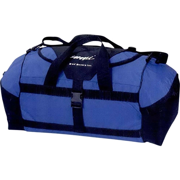 Duffel bag with two-tone accent color and easy access horseshoe top... from ASI 88782 Sport Systems Custom Bag Corp / Sport Systems Custom Bag
