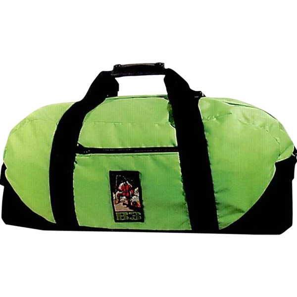 Duffel bag with zip-close outside pocket and leather handle wrap, 23"... from ASI 88782 Sport Systems Custom Bag Corp / Sport Systems Custom Bag