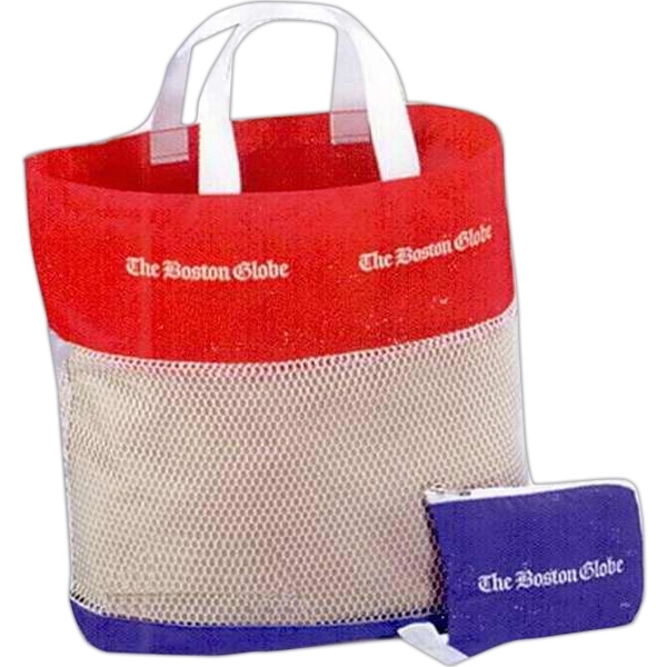 Breathable 200 denier nylon mesh pocket tote with compact pouch, 15"... from ASI 88782 Sport Systems Custom Bag Corp / Sport Systems Custom Bag