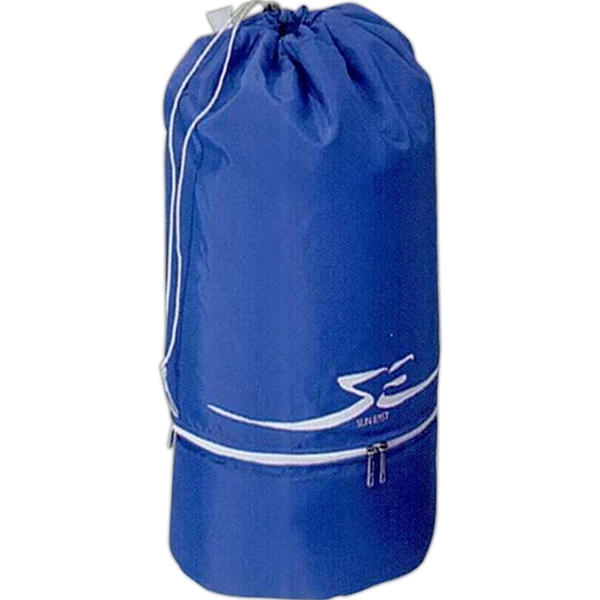 Drawcord cooler features drawcord top compartment with barrel lock.... from ASI 88782 Sport Systems Custom Bag Corp / Sport Systems Custom Bag