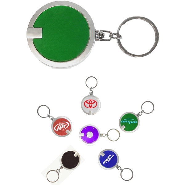 Green deluxe coaster shape round flashlight with super bright LED light... from ASI 74585 Nu Promo International / Nu Promo Line