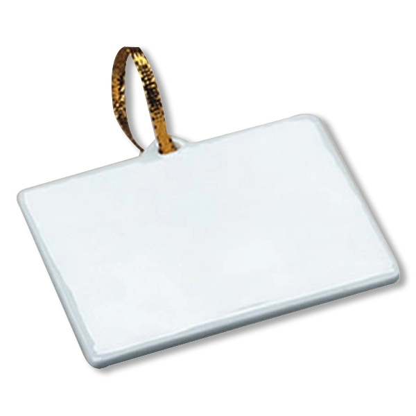 Rectangle shaped, Christmas tree ornament made of porcelain.... from ASI 68878 Mar's Line / Mar's Promotions / MAR's Line Mars China Collection