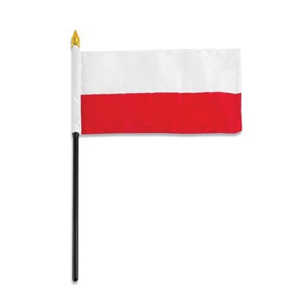 Poland, 4" x 6" flag with 10" pole - Ready Inventory... from ASI 45100 Chulani Promotional Products, Inc / Competitive Edge Innovations/Chulani