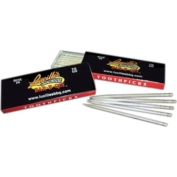 Twenty full-length boxed 2.5" toothpicks with UV gloss coating.... from ASI 31490 Admatch Corporation / Admatch-Regal