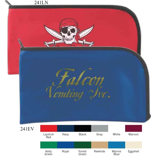 Curved zipper bank bag, expanded vinyl, 10.5" x 5.5".... from ASI 74710 Numo / NUMO