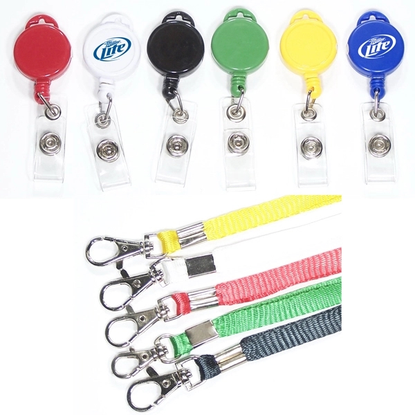 Round retractable badge holder with lanyard.... from ASI 74585 Nu Promo International / Nu Promo Line