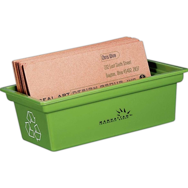 Loop - Green business card bin, recycling symbol printed on back,... from ASI 66887 PCNA / Leed's
