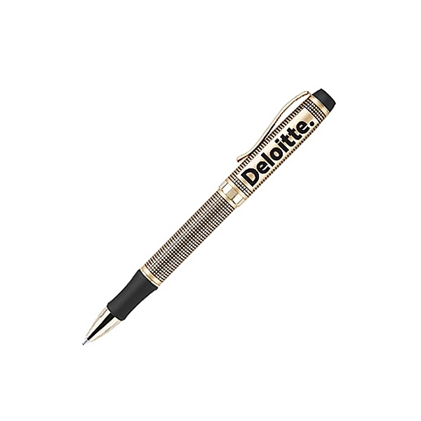 Satin gold heavy weight brass construction ballpoint pen.... from ASI 40544 Binaco / Binaline