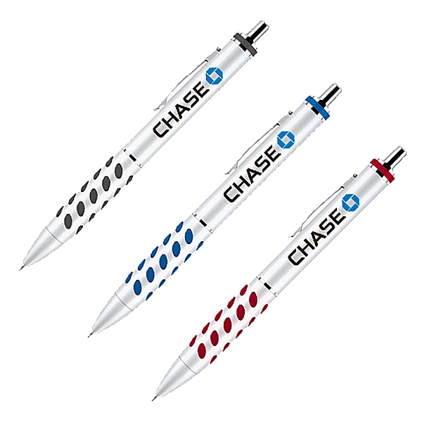 Click action ballpoint pen with brass construction barrel and colored dot... from ASI 40544 Binaco / Binaline