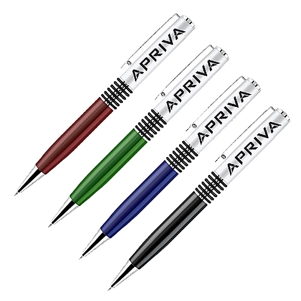 Silver cap with translucent color barrel ballpoint pen.... from ASI 40544 Binaco / Binaline