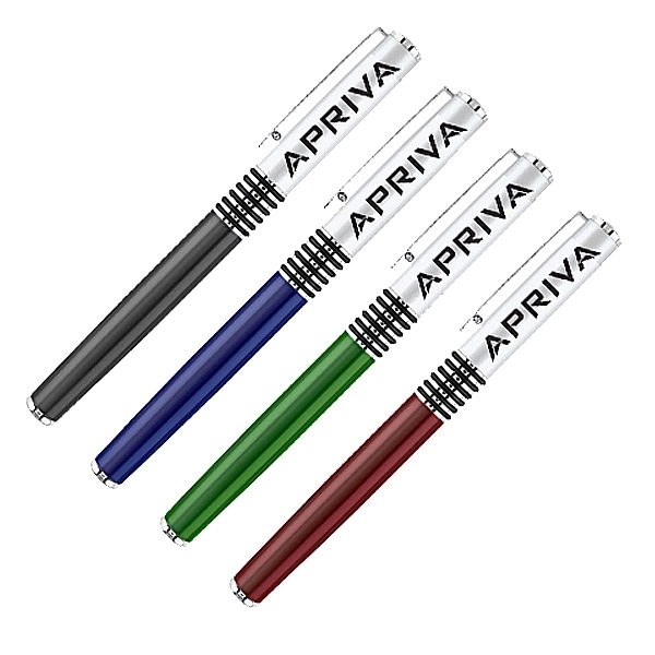 Silver cap with translucent color barrel ballpoint rollerball pen.... from ASI 40544 Binaco / Binaline