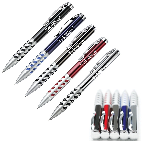 Twist action ballpoint pen with protruding rubber grip.... from ASI 40544 Binaco / Binaline
