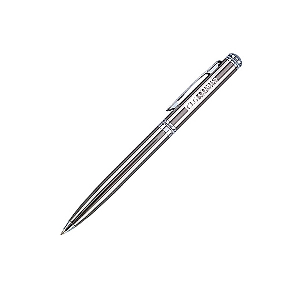Gun Metal twist action ballpoint pen with shiny chrome trim.... from ASI 40544 Binaco / Binaline