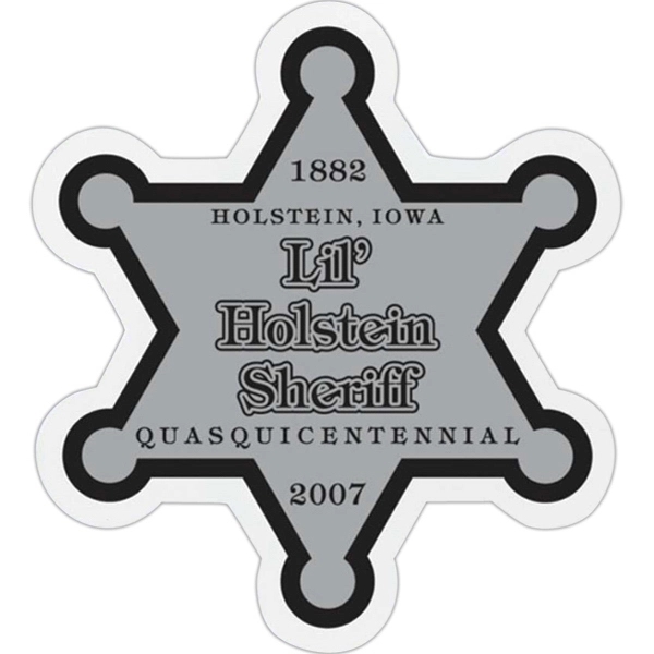 White lightweight plastic badge with safety pin or magnet backing, optional... from ASI 77280 Pepco Poms / Pepco Poms