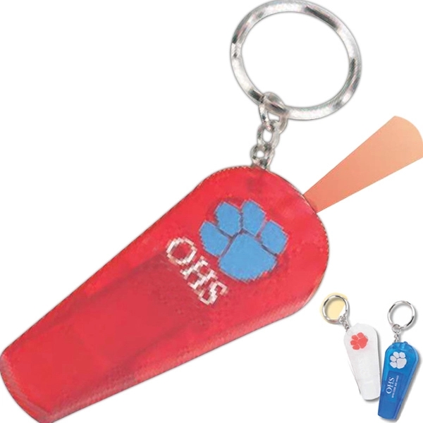 Translucent safety whistle with red LED light and key ring.... from ASI 42920 Busrel Inc