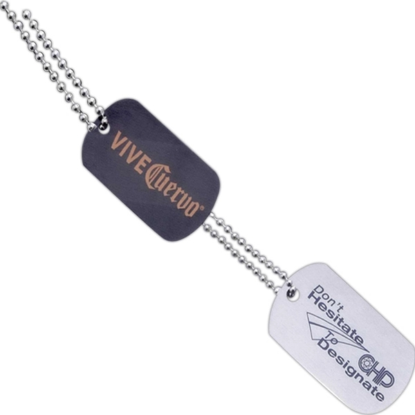 Aluminum, imprinted dog tag with 24" nickel plated ball chain.... from ASI 56420 Genesis / Genesis