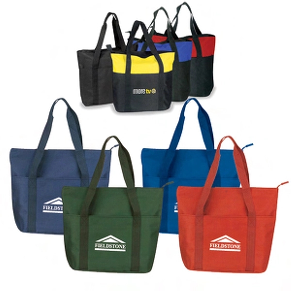 Polyester jumbo tote bag with a zippered main compartment.... from ASI 40544 Binaco / Binaline
