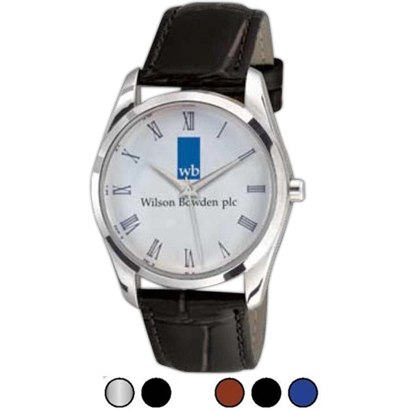 Alloy case watch with a black, brown, or blue simulated leather... from ASI 86230 Selco / A*Belle Promotional Time