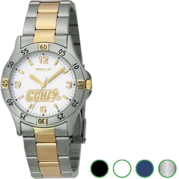 Alloy case watch with stainless steel bracelet, Japanese movement, and water... from ASI 86230 Selco