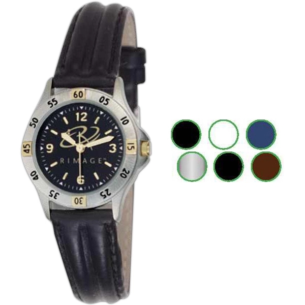 Alloy case watch with a genuine leather wrist band and numerals... from ASI 86230 Selco