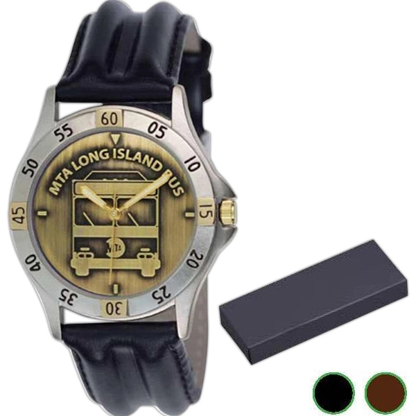 Watch made with an alloy case with a simulated leather strap,... from ASI 86230 Selco
