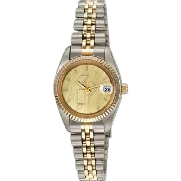 Water-resistant two-tone watch with medallion dial, stainless steel case, adjusting bracelet,... from ASI 86230 Selco