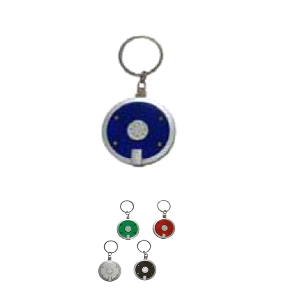 Round LED keychain to shed bright light on any situation.... from ASI 85620 H M Schmidt Co Inc / Traveling Billboard